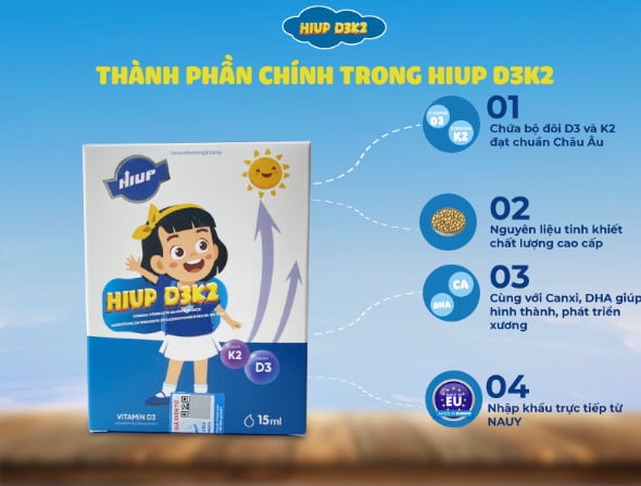 “6 điểm vàng” của vitamin HIUP D3K2 giúp mẹ yên tâm, con cao lớn